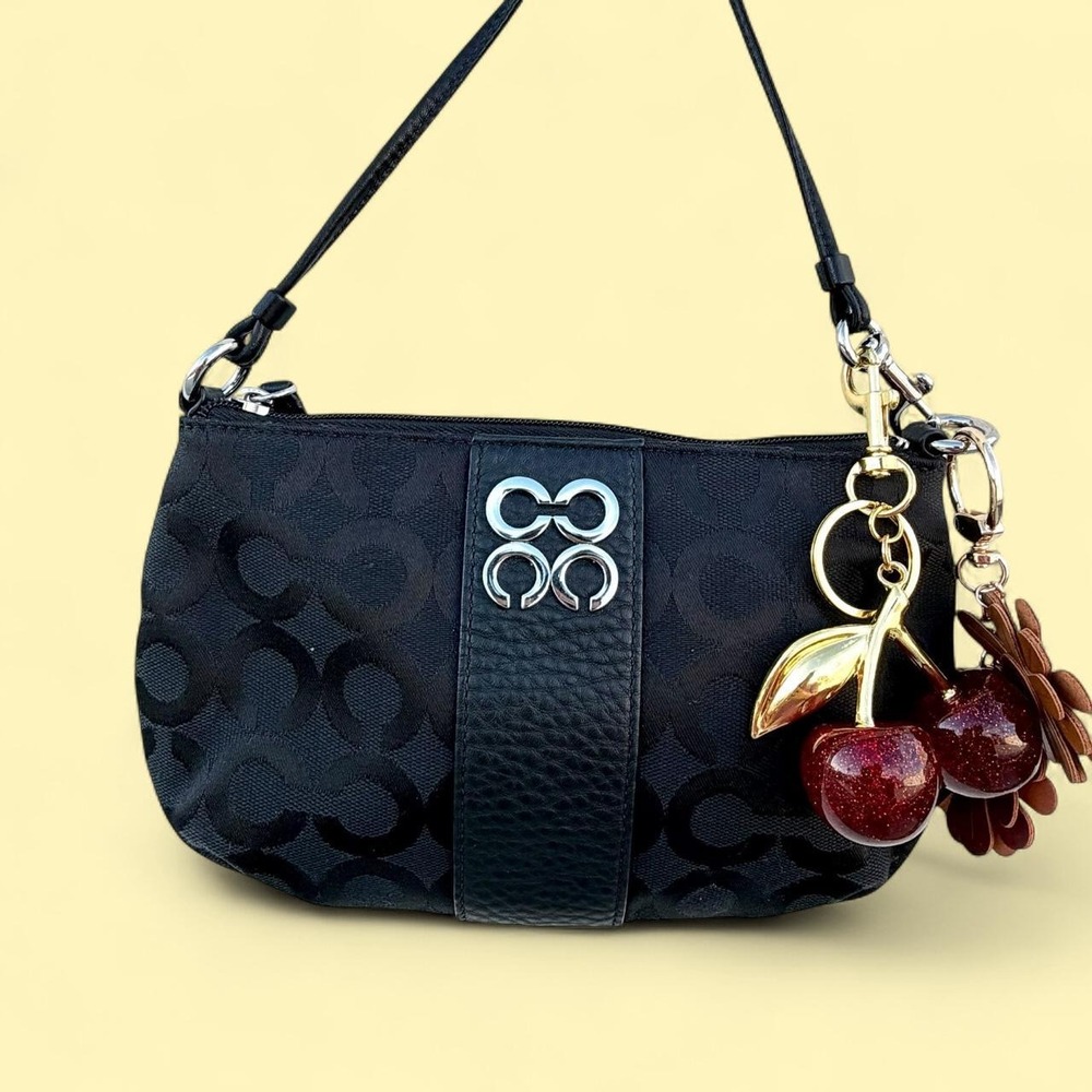 Vintage y2k Coach black handbag signature c pattern logo mini purse wristlet